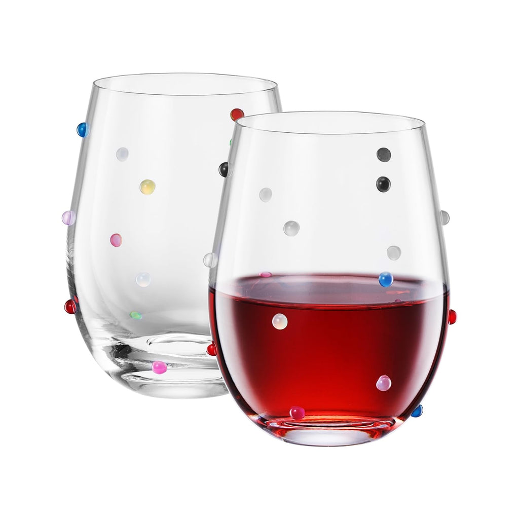 Confetti Stemless Wine Glasses, 18.6 oz, Set of 2