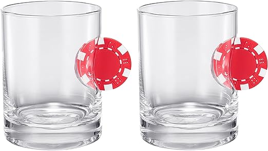 Poker Chip Whiskey Glasses, Set of 2
