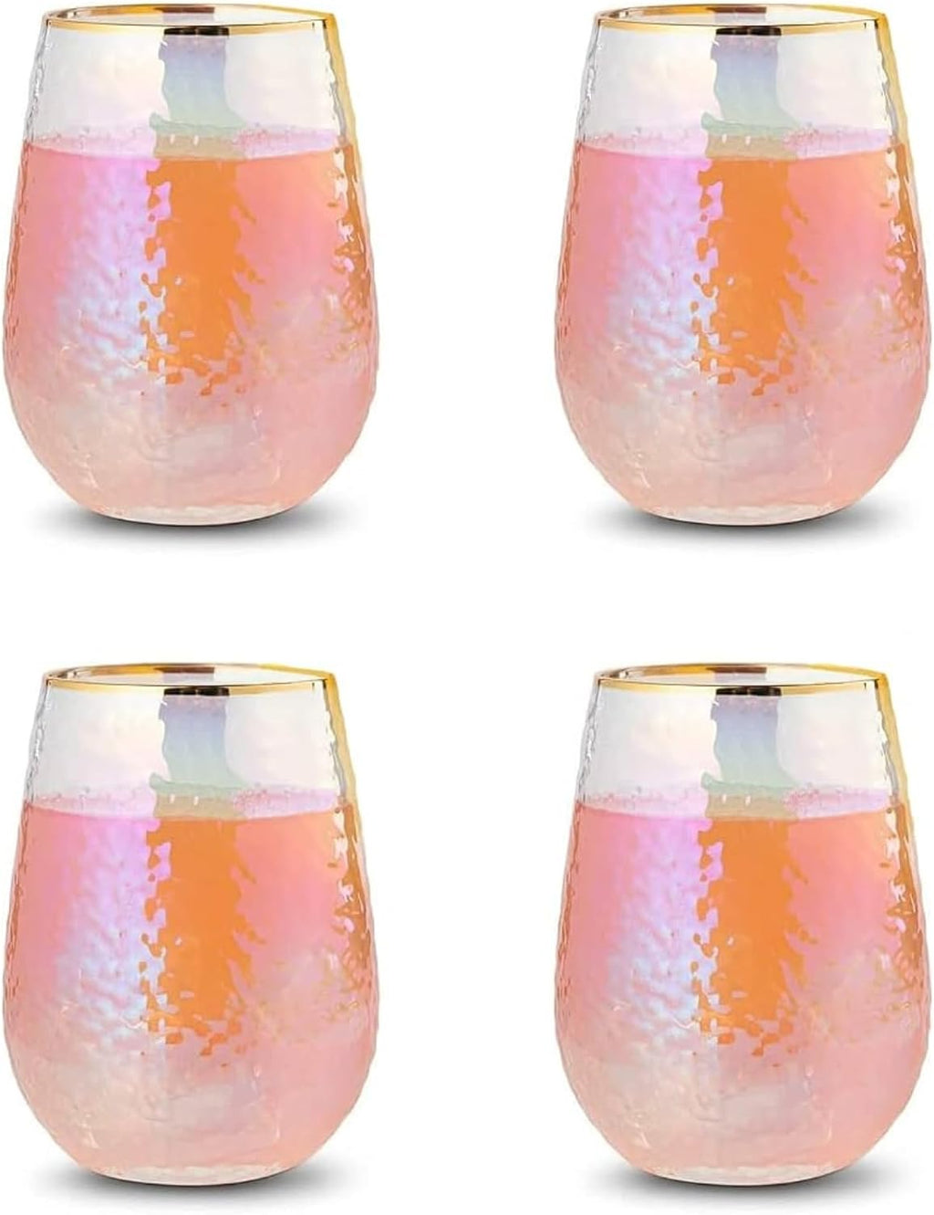 Lustered Iridescent Stemless Wine Glasses