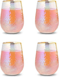 Lustered Iridescent Stemless Wine Glasses