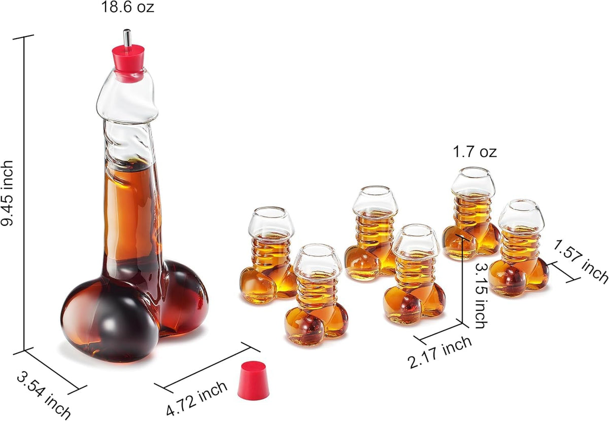 Decanter Set with Shot Glasses, 17 oz