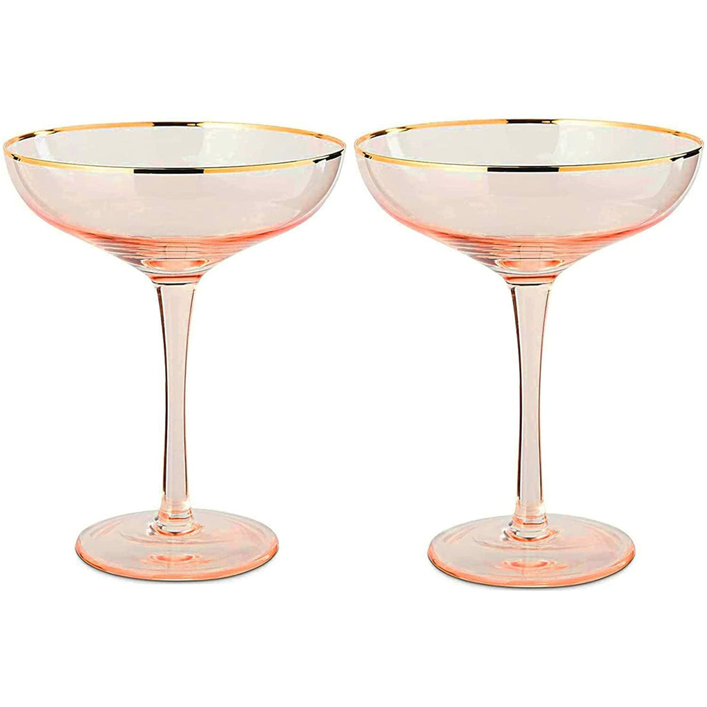 Pink-Rim Martini Glasses