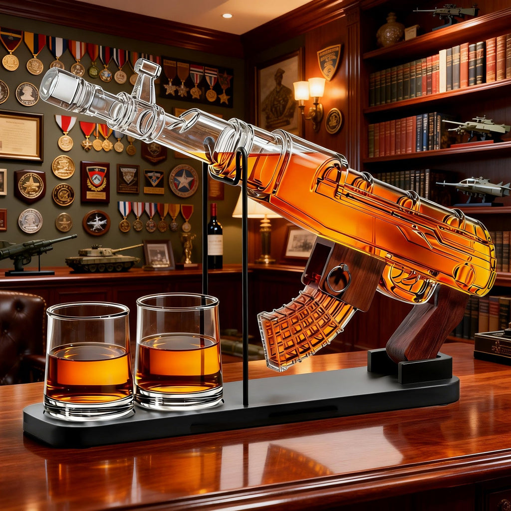 Gun Decanter Set with Bullet Shot Glasses, Gift for Men