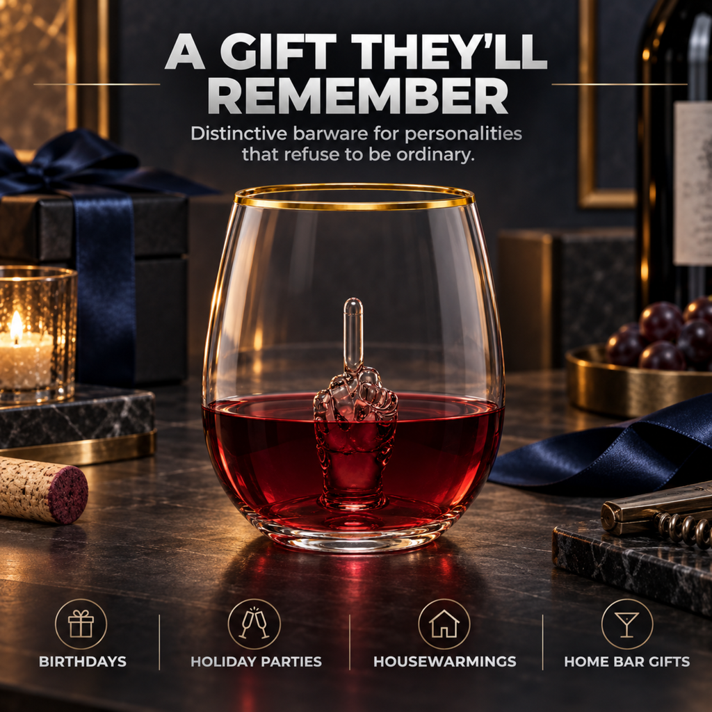Middle Finger Stemless Wine Glass