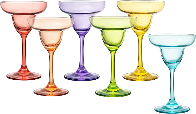Colorful Margarita Glasses, 10.25 oz, Set of 6