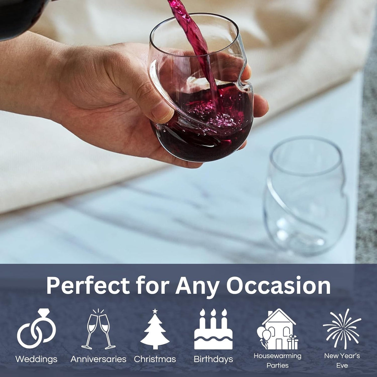 Aerating Stemless Wine Glasses, 13 oz, Set of 2