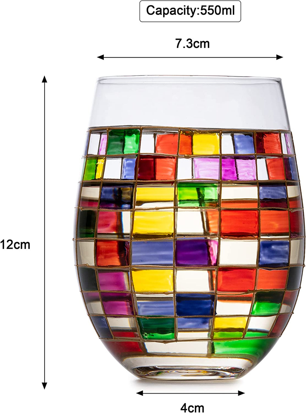 Renaissance Stained Wine Glasses, Set of 2
