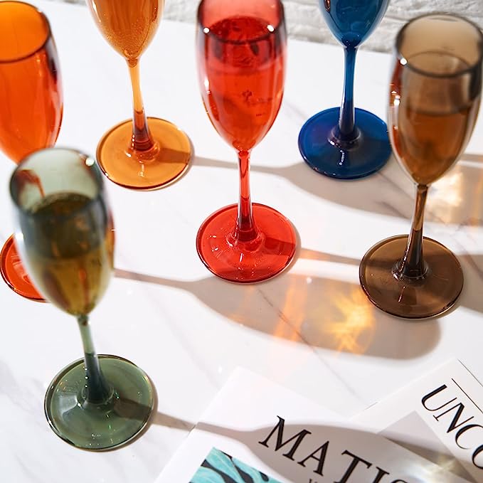 Unbreakable Pastel Champagne Flutes, Set of 6