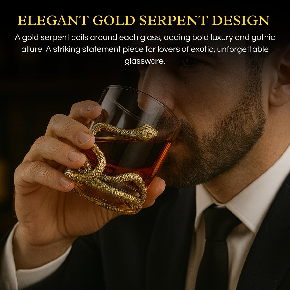 Snake Serpent Whiskey Glasses, Set of 2