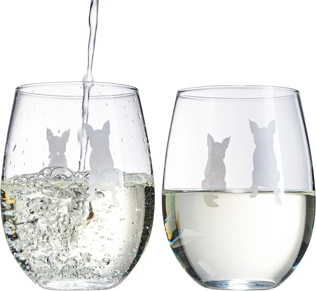 Boston Terrier Stemless Wine Glasses, Set of 2