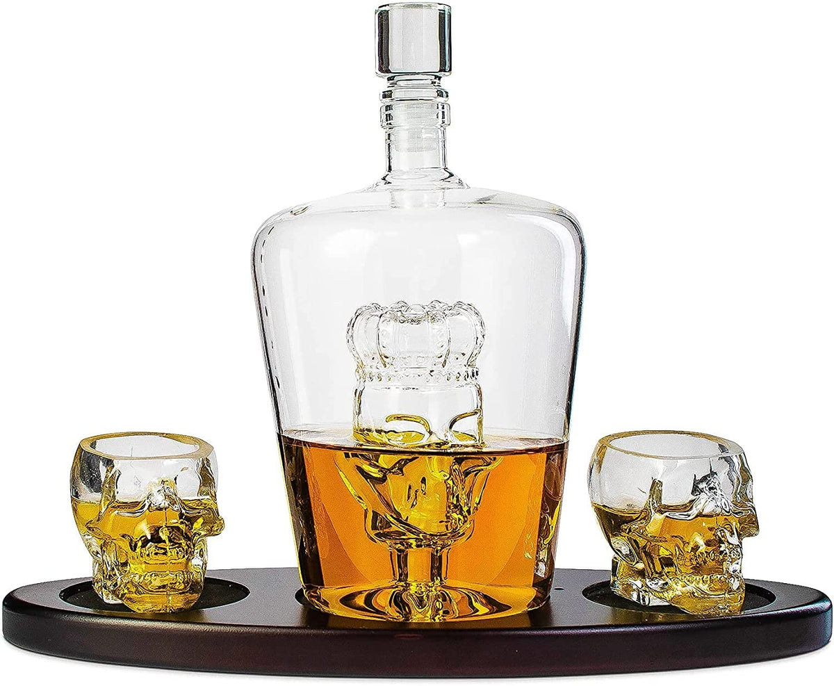 Skull Crown Decanter with 2 Skull Glasses, 750 ml