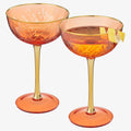 Vintage Art Deco Coupe Glasses, 7 oz, Set of 2, Red
