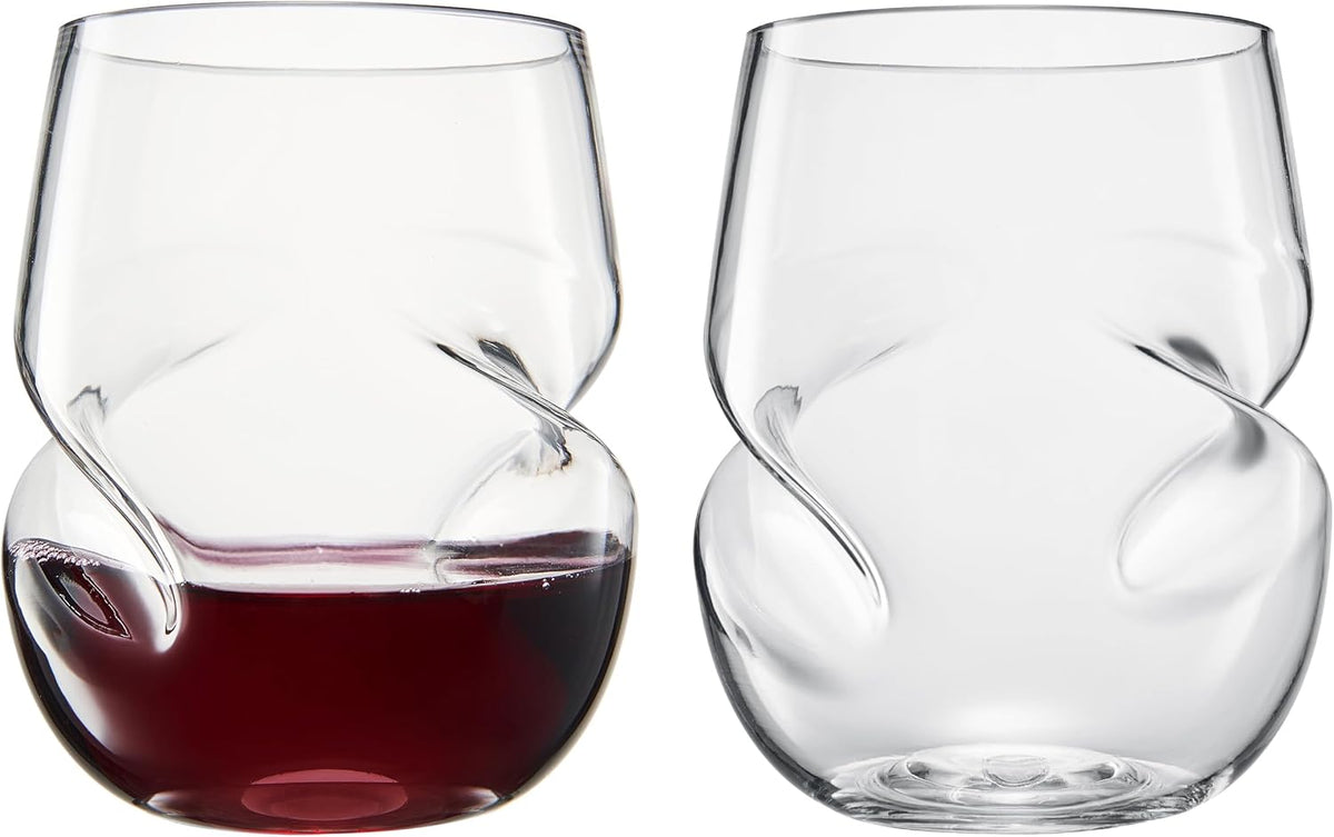 Aerating Stemless Wine Glasses, 13 oz, Set of 2
