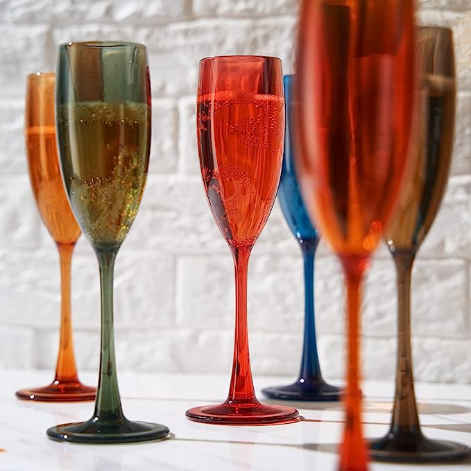 Unbreakable Pastel Champagne Flutes, Set of 6