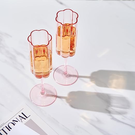 Flower Vintage Champagne Flutes, Set of 2