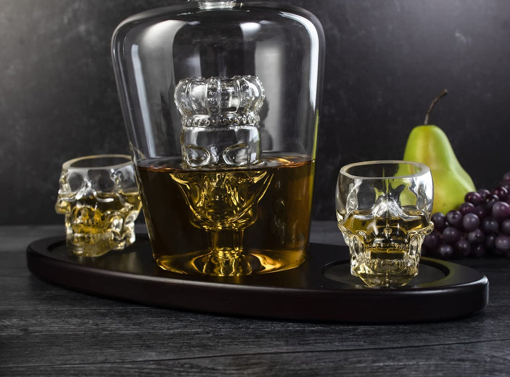 Skull Crown Decanter with 2 Skull Glasses, 750 ml