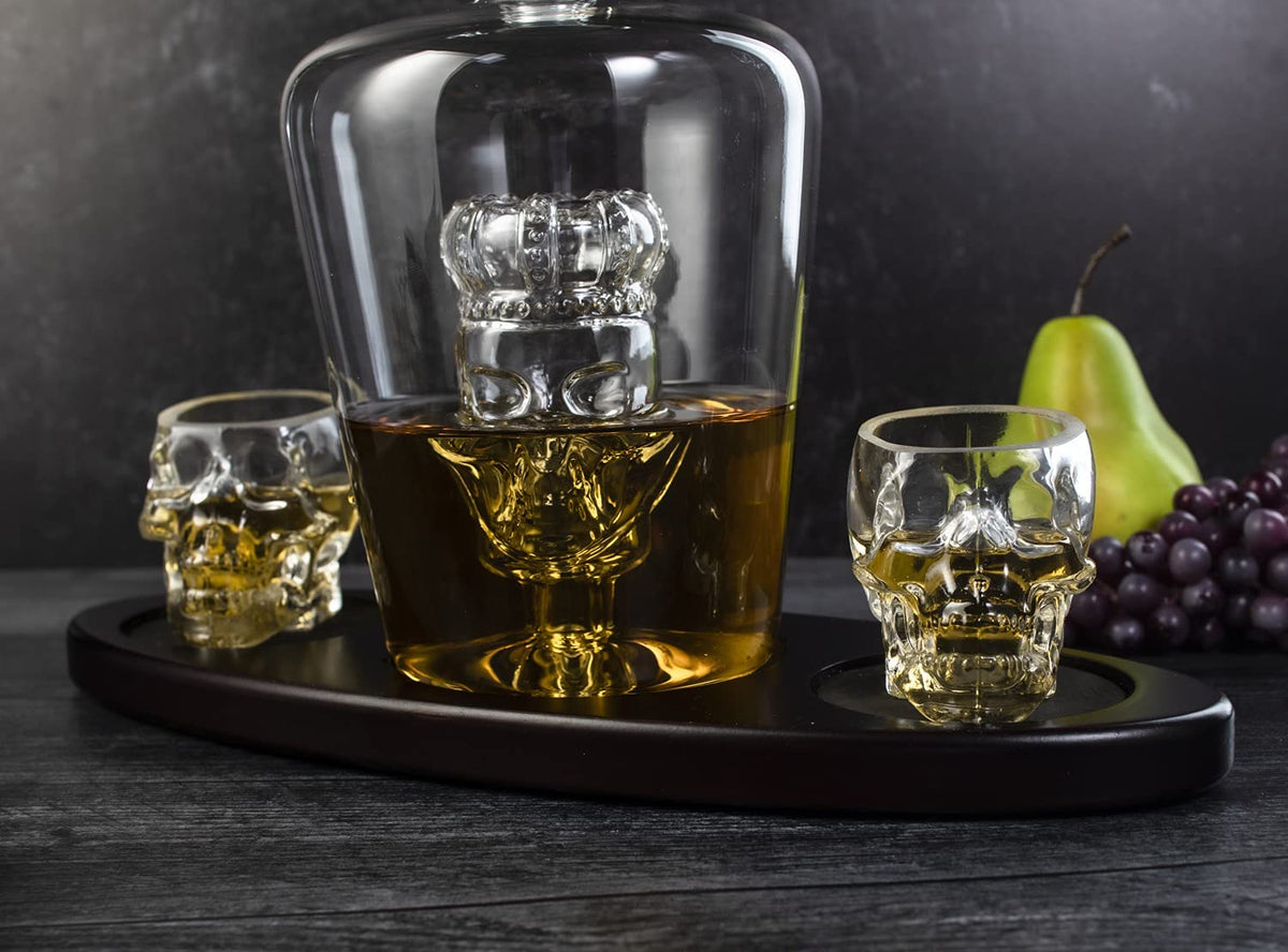Skull Crown Decanter with 2 Skull Glasses, 750 ml