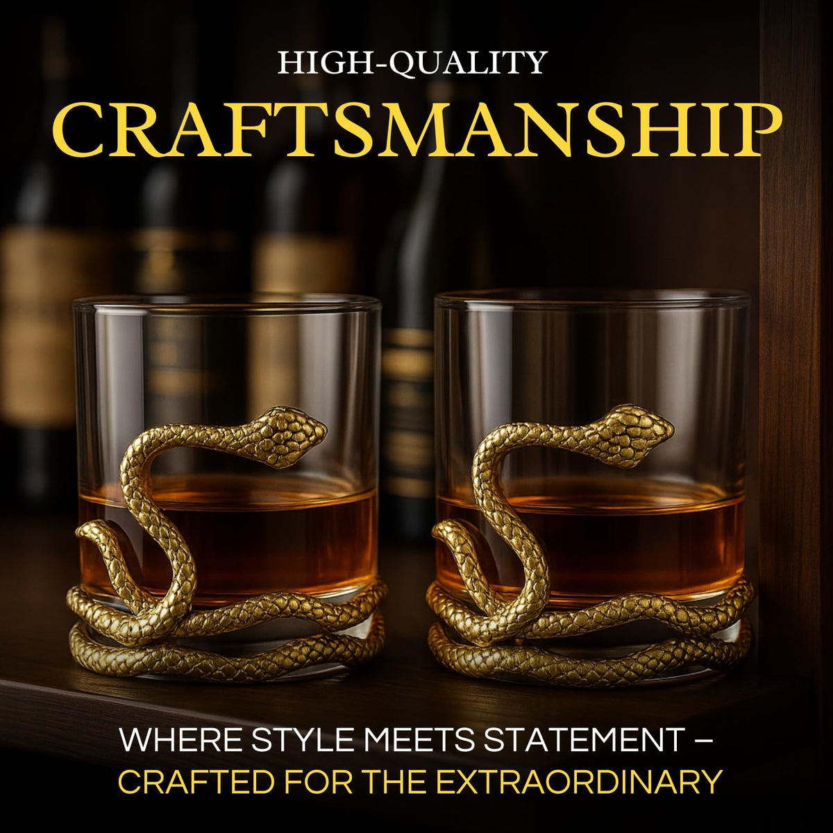 Snake Serpent Whiskey Glasses, Set of 2