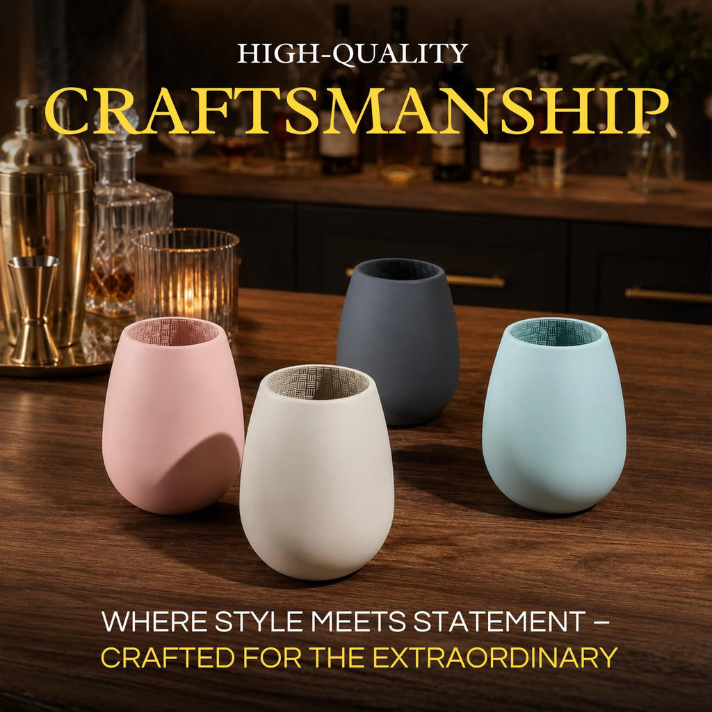 Unbreakable Silicone Stemless Wine Cups, Set of 4, Multicolor
