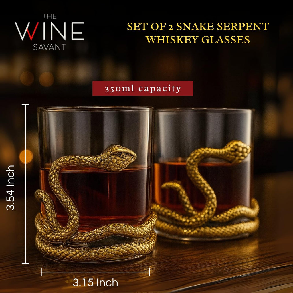Snake Serpent Whiskey Glasses, Set of 2