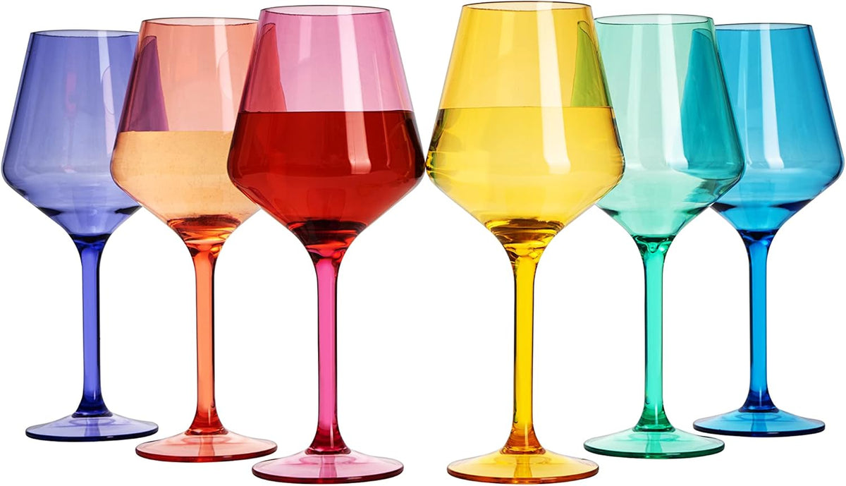 European-Style Acrylic Stemmed Wine Glasses, Muted Colors