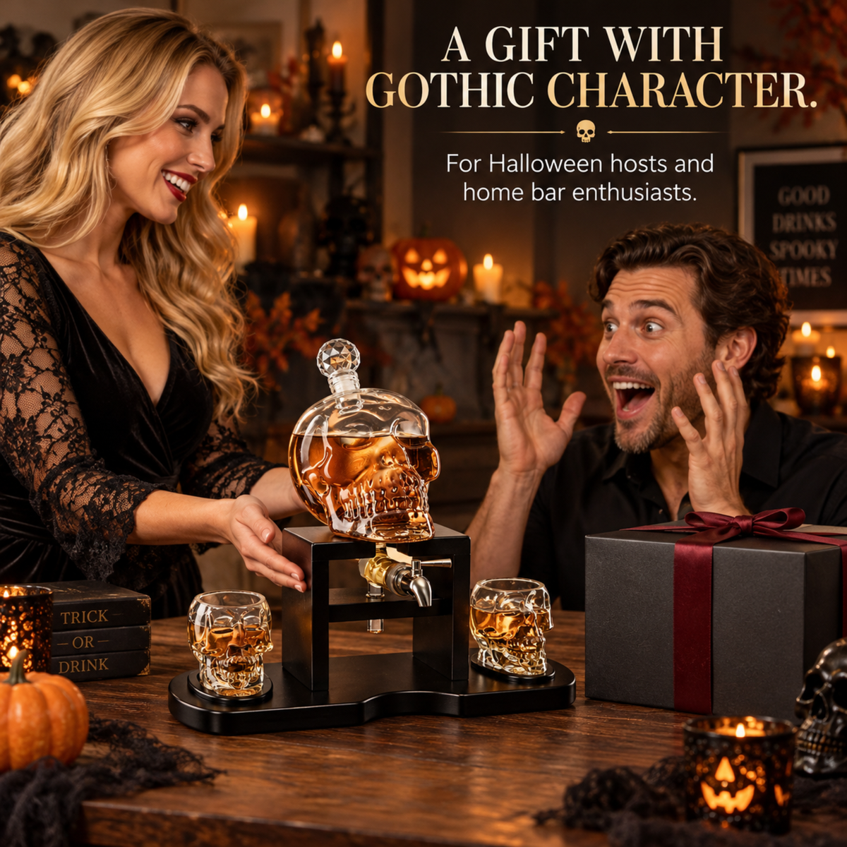 Skull Whiskey Decanter Set, 750 ml