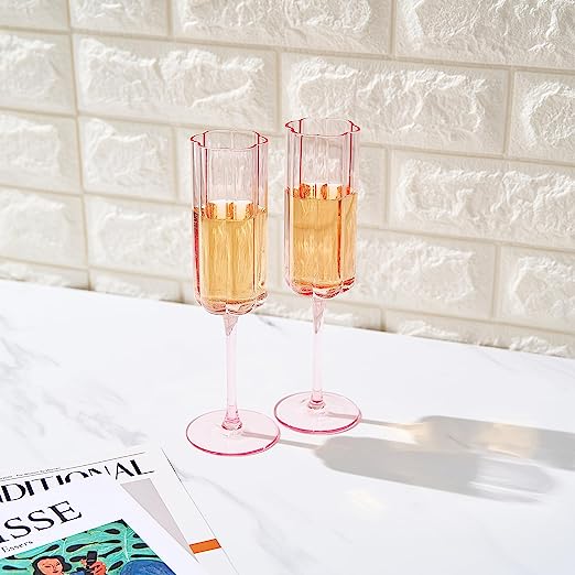 Flower Vintage Champagne Flutes, Set of 2