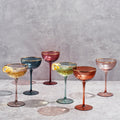 Vintage Art Deco Coupe Glasses, 7 oz, Set of 6