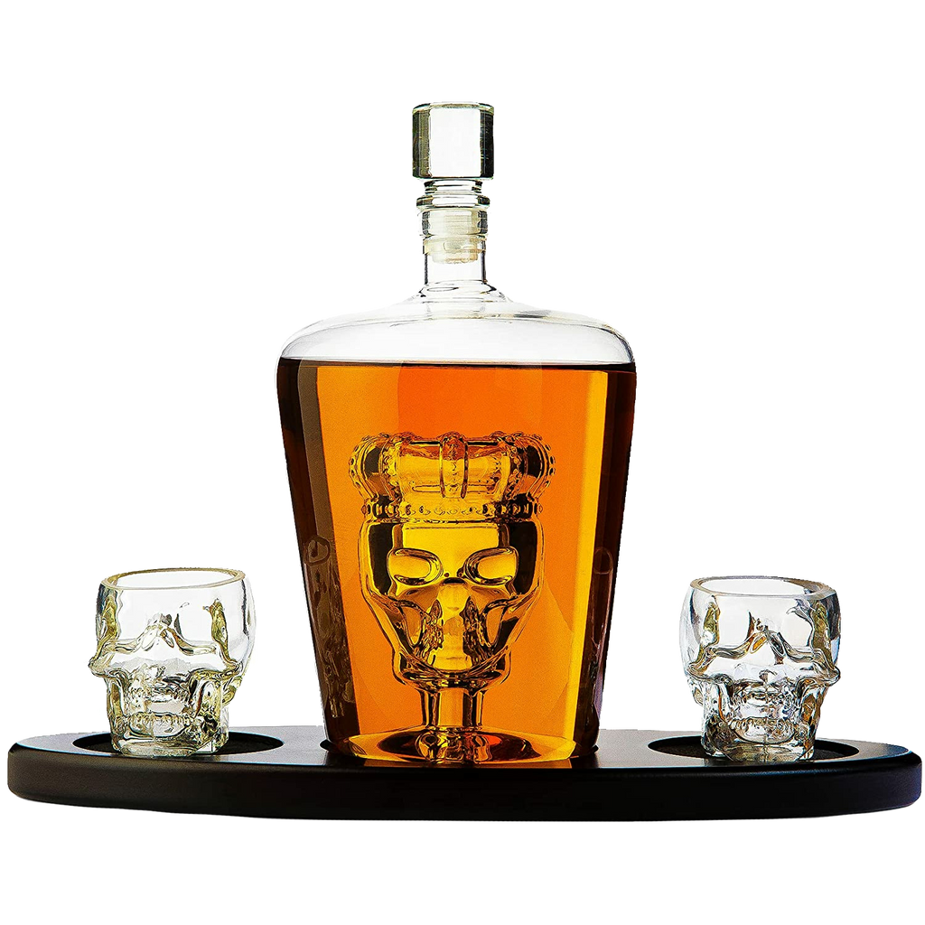 Skull Crown Decanter with 2 Skull Glasses, 750 ml