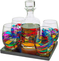 Stained Glass Whiskey and Wine Decanter Set