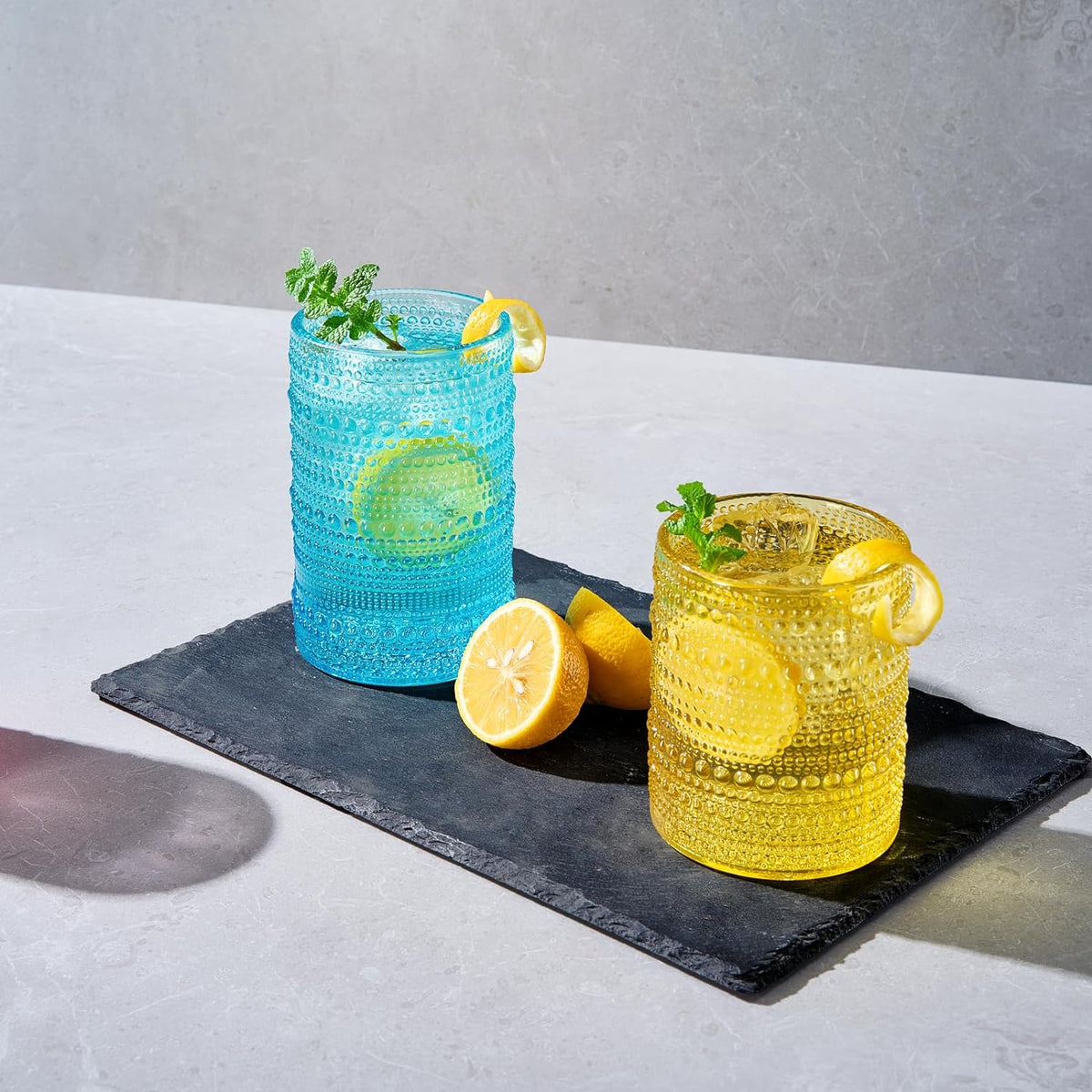 Hobnail Beaded Drinking Glasses, Set of 12