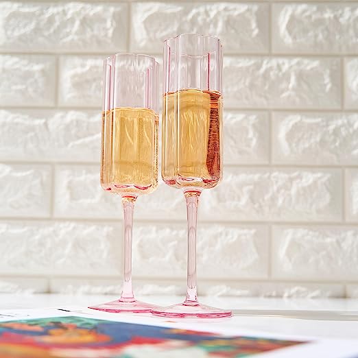 Flower Vintage Champagne Flutes, Set of 2