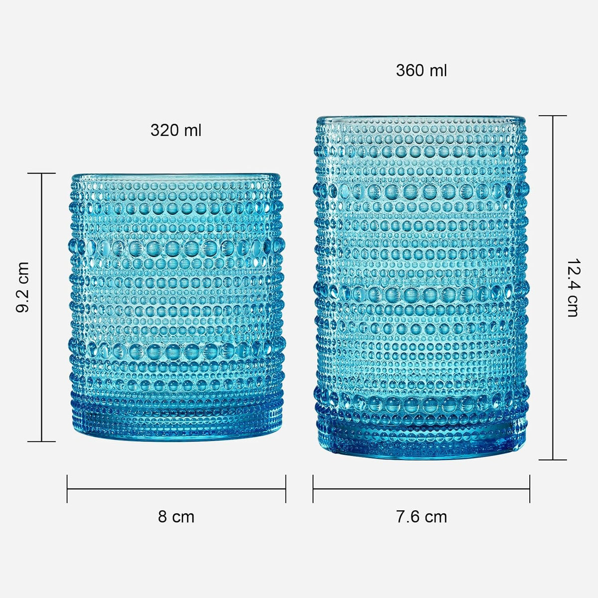 Hobnail Beaded Drinking Glasses, Set of 12