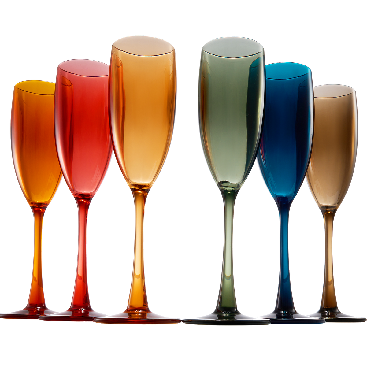 Unbreakable Pastel Champagne Flutes, Set of 6
