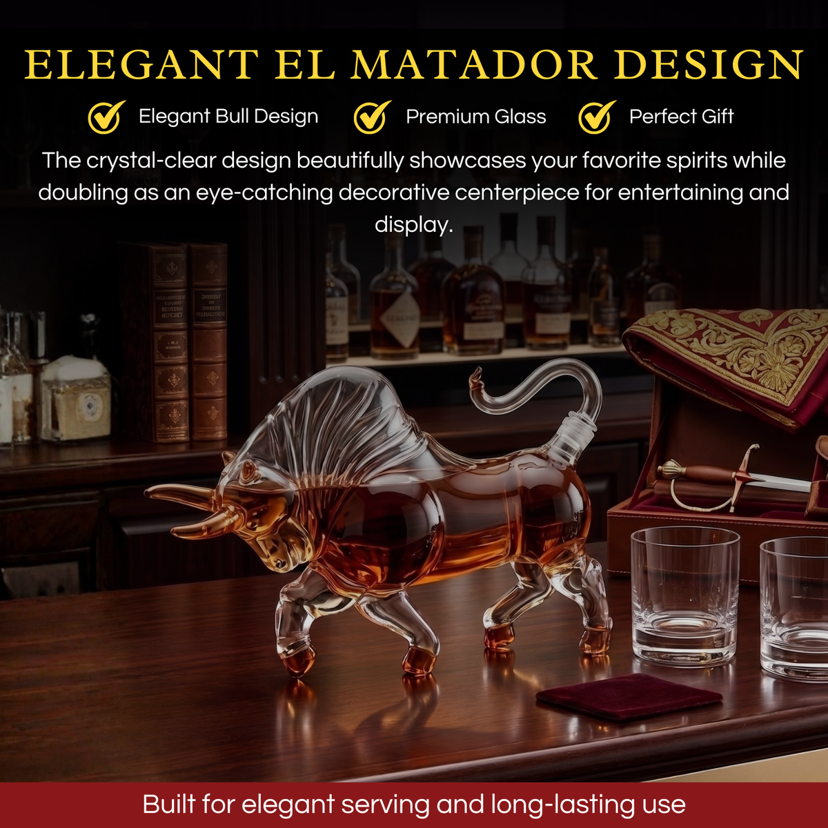 Bull Whiskey Decanter