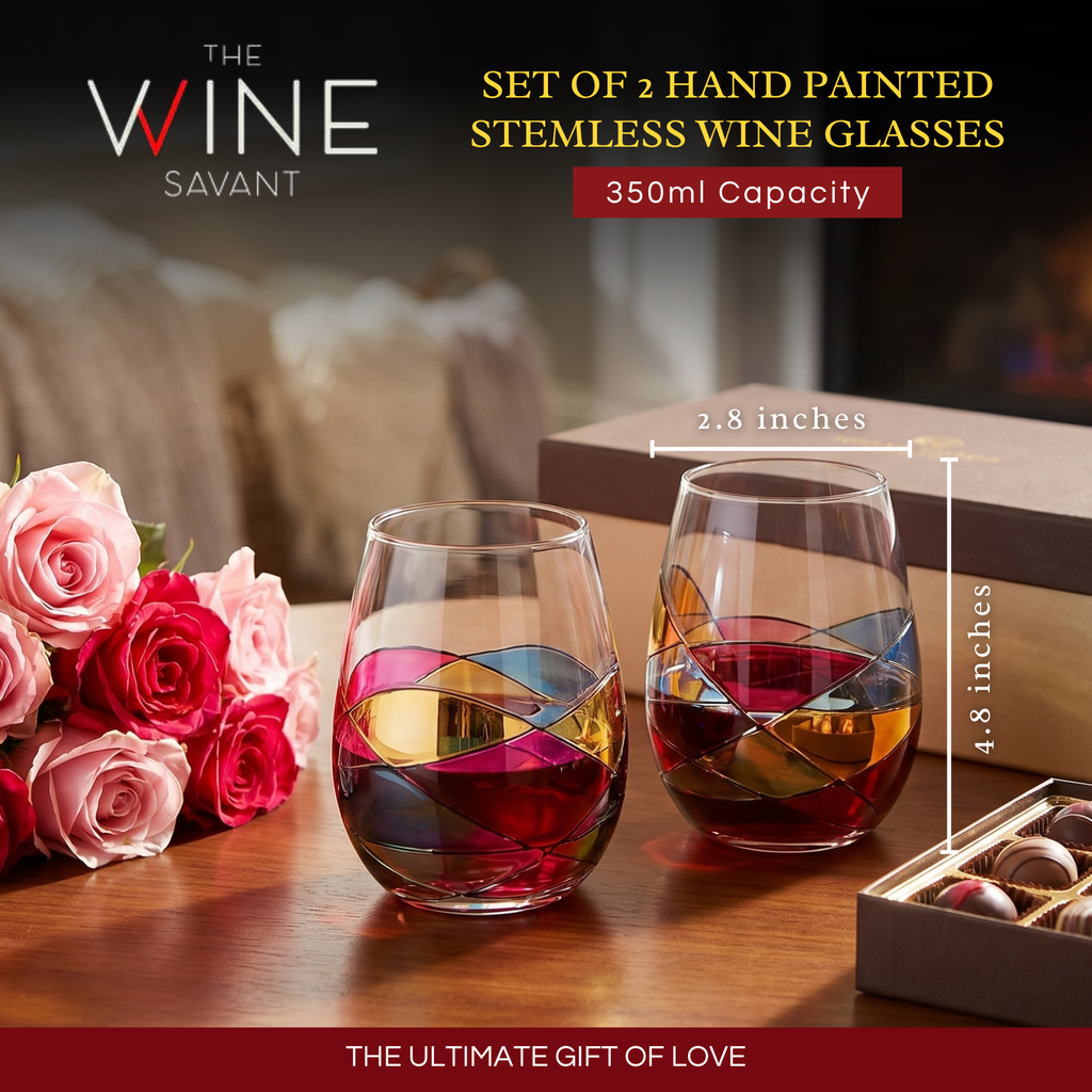 Hand-Painted Stemless Wine Glasses