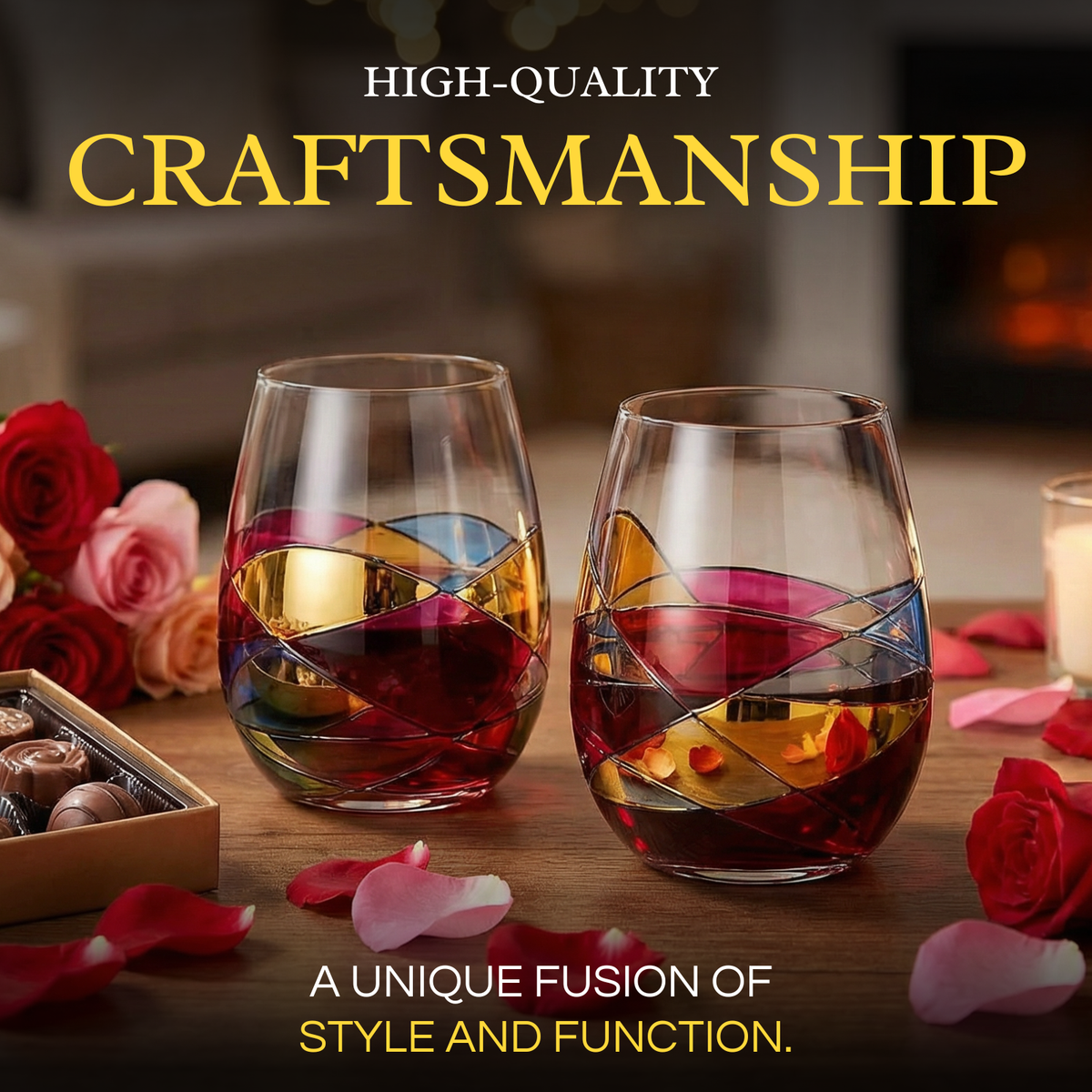 Hand-Painted Stemless Wine Glasses