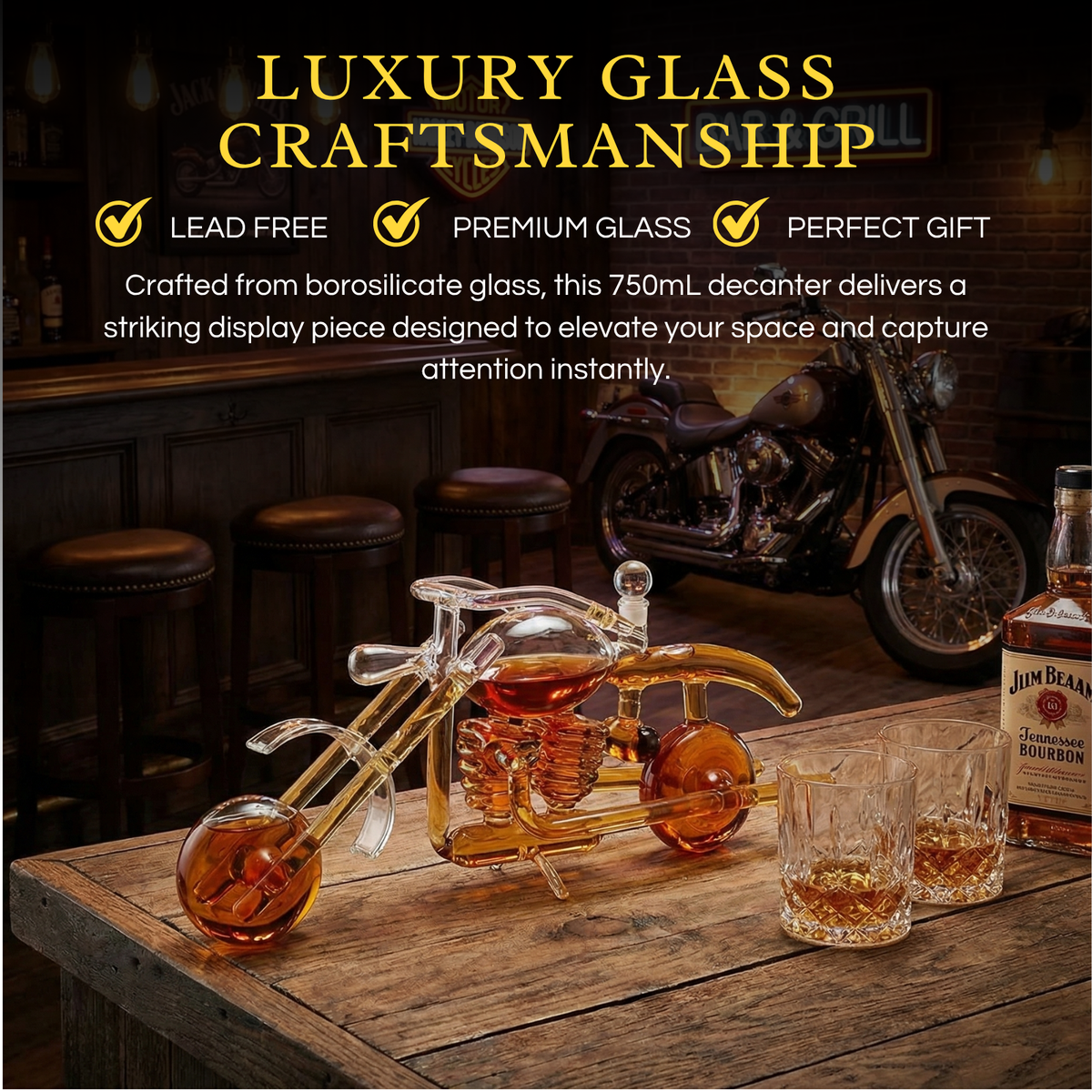 Motorcycle Whiskey Decanter