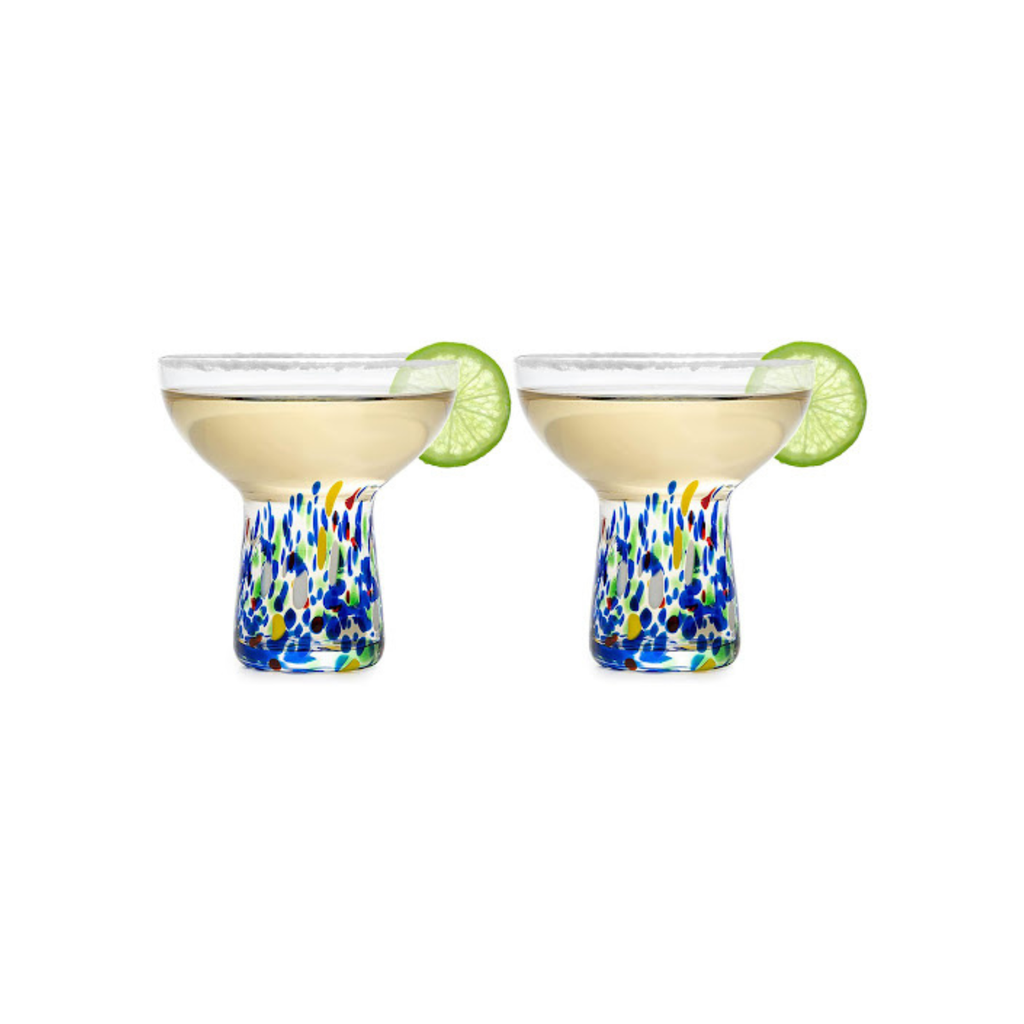 Confetti Stemless Margarita Glasses, 14 oz, Set of 2