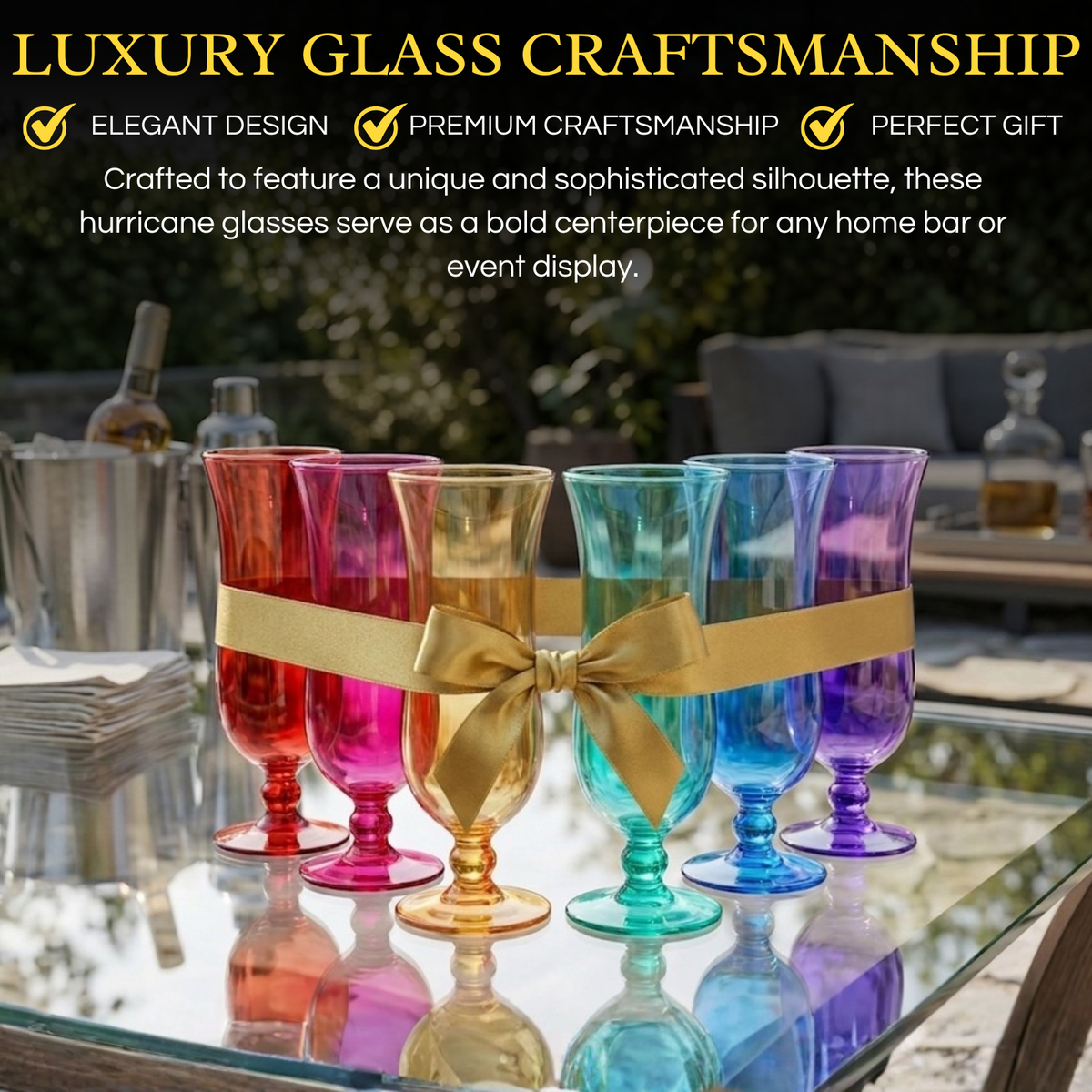 Unbreakable Color Hurricane Glasses, 14 oz, Set of 6