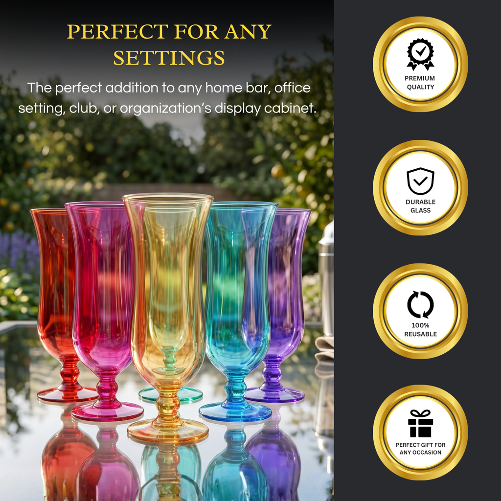 Unbreakable Color Hurricane Glasses, 14 oz, Set of 6