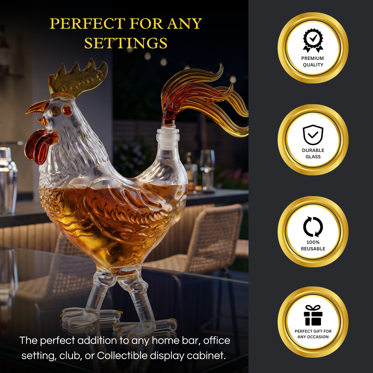 Chicken Whiskey and Wine Decanter