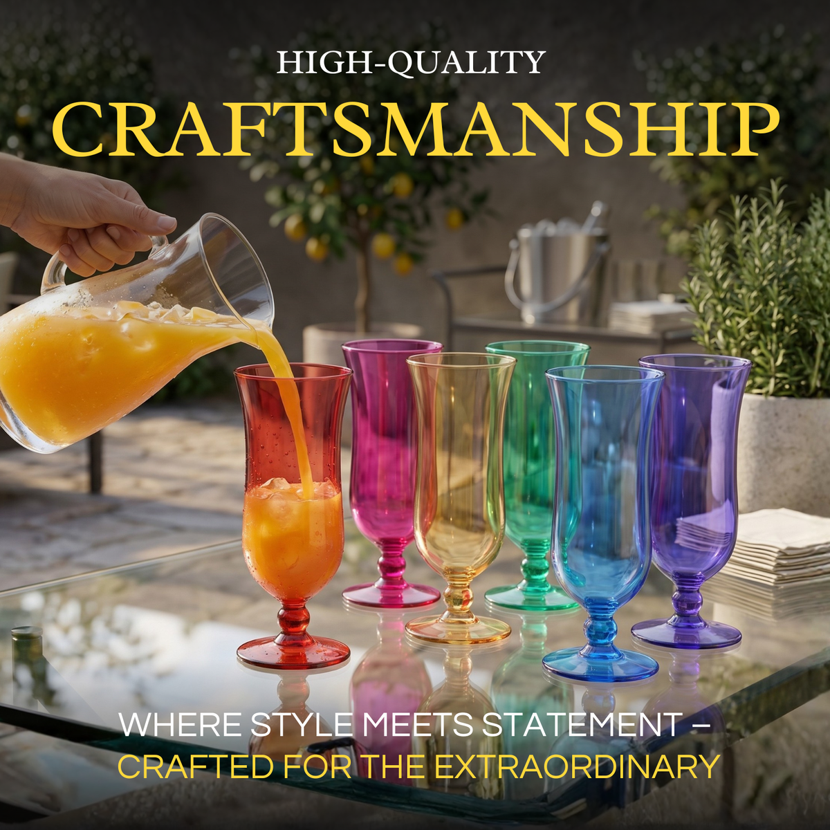 Unbreakable Color Hurricane Glasses, 14 oz, Set of 6
