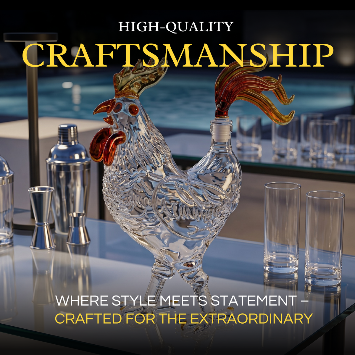 Chicken Whiskey and Wine Decanter