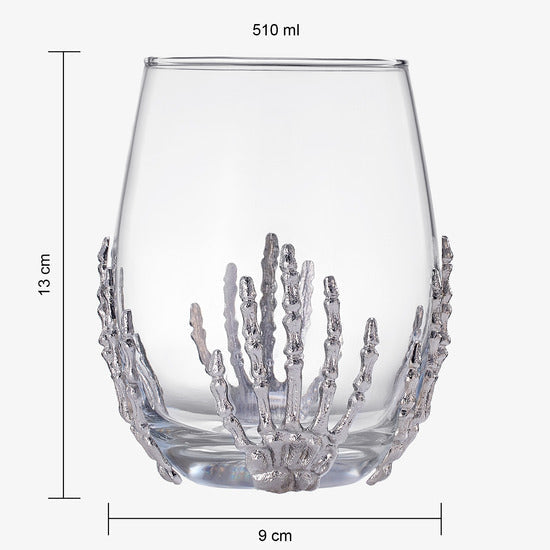 Stemless Skeleton Wine Glasses, 17 oz, Set of 2