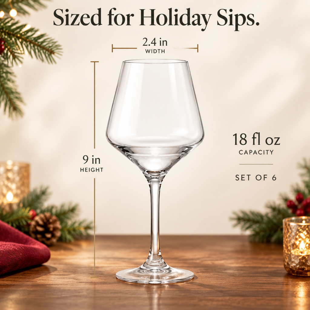 Unbreakable Stemmed Wine Glasses, 18 oz, Set of 6