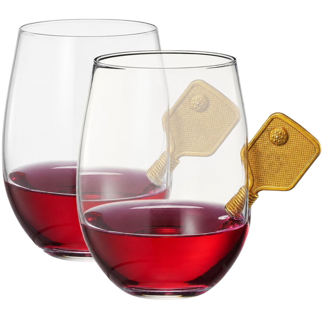 Pickleball Stemless Wine Glasses, Set of 2