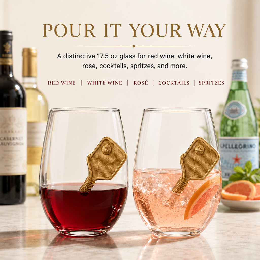 Pickleball Stemless Wine Glasses, Set of 2