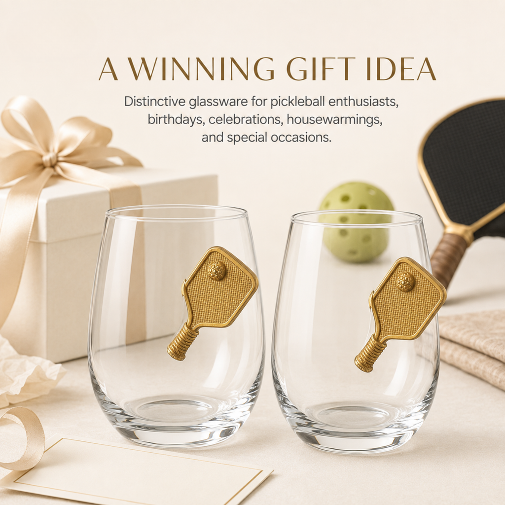 Pickleball Stemless Wine Glasses, Set of 2
