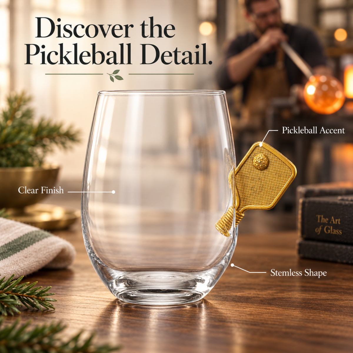 Pickleball Stemless Wine Glass, Single